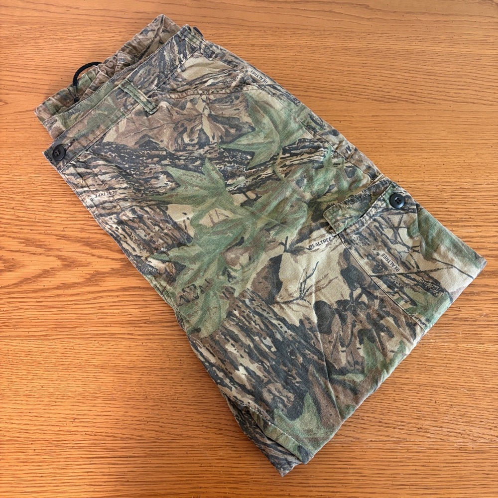 Vintage Liberty Realtree Camo Cargo Pants XL Made in USA Ripstop Drawstring Hem
